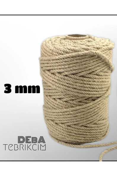 3 mm 100 Metre Jüt Halat Ip Dekoratif Hasır Ip Kendir - 2