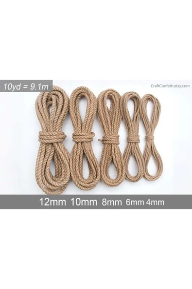 3 mm 100 Metre Jüt Halat Ip Dekoratif Hasır Ip Kendir - 4