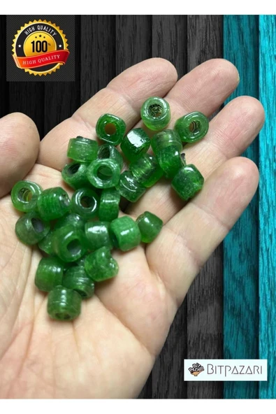 6 Adet El yapımı Kare Cam Boncuk - Kolye ucu , Halhal ucu  - ( 1cm X 1cm kare )
