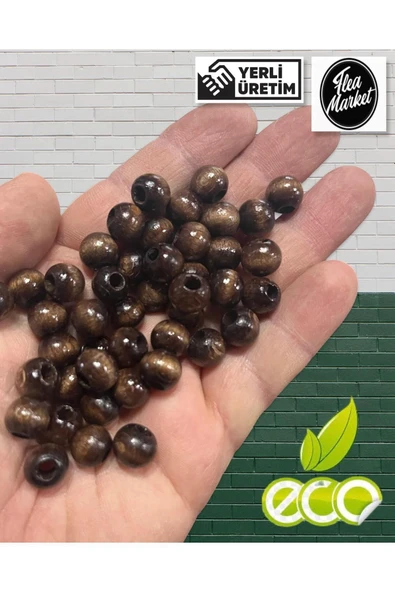 Ekonomik Paket 1 kilo 10mm Ahşap Boncuk  - Kahve - ( Ort - 2500-3000 adet )