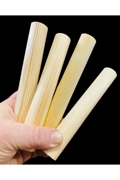 6 Adet ( Boy 15cm X çap 2cm )   Yuvarlak Ahşap Çubuk, Maket çubuk , Makrome Çıta Sopa