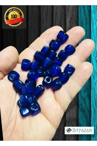 6 Adet El yapımı Kare Cam Boncuk - Kolye ucu , Halhal ucu  - ( 1cm X 1cm kare )