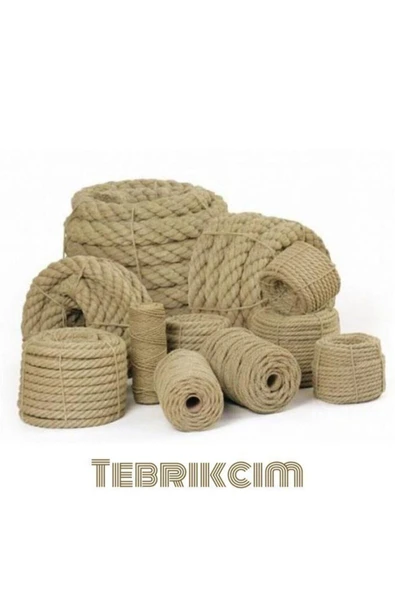 10 mm 30 metre Jüt Halat Ip Dekoratif Hasır Ip Kendir Halat - 2