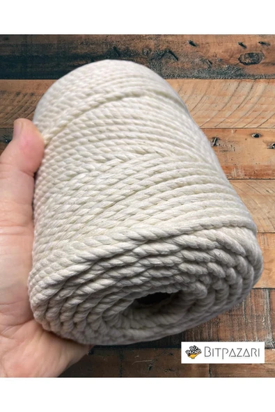 1 kg - 5mm , 3 büküm Kaliteli Pamuk Makrome - ( 5mm. - 1 kg. )