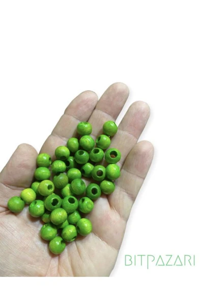 Fıstık Yeşili 10 mm Ahşap Boncuk - 200 adet