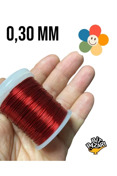 Bakır Çiçek teli 0,30 mm - Takı teli - Hobi Teli - 1 Makara - ( Ort 50 Metre )