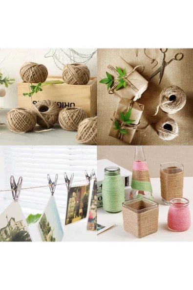 Natural Jüt Ip - Kendir Ip - Hasır Ip - Süsleme Ve Hobi Ipi Kraft Süsleme Magnet Kutuları Süsleme - 2