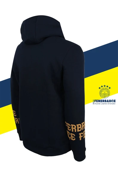 Fenerbahçe Orijinal Lisanslı Kapüşonlu Kolej Sweat Kadıköy Boğası Baskılı Erkek Sweat - 3