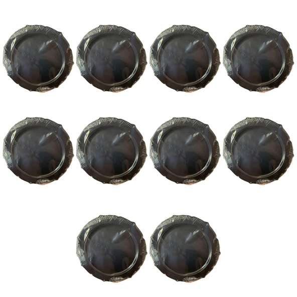 Omeyva Davet Parti Sunum Doğum Günü Siyah Renkli Sert Plastik Mika Tabak - 22 Cm. -6 Adetlik 10 Paket - Resim 2