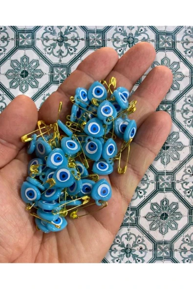 100 Adet Bebek Mavi Iğneli Nazar Boncuğu