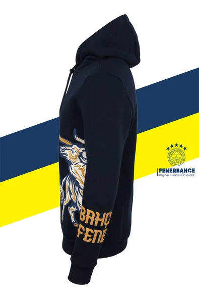 Fenerbahçe Orijinal Lisanslı Kapüşonlu Kolej Sweat Kadıköy Boğası Baskılı Erkek Sweat - 2