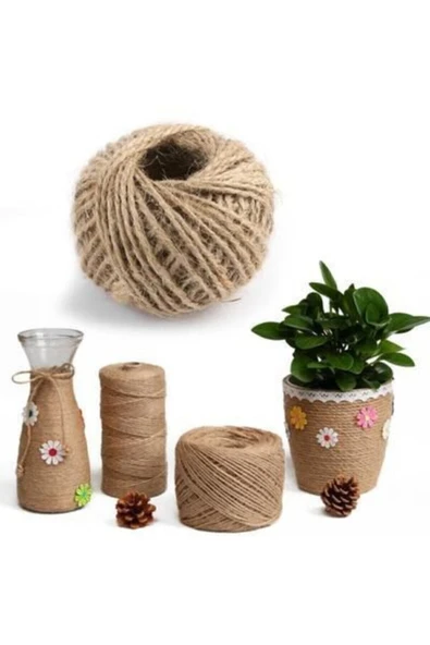 Natural Jüt Ip - Kendir Ip - Hasır Ip - Süsleme Ve Hobi Ipi Kraft Süsleme Magnet Kutuları Süsleme - 3