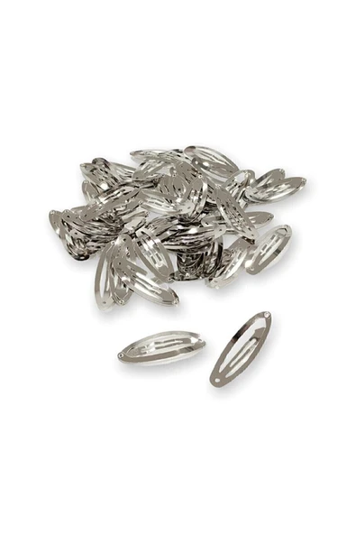 5 Cm Gümüş Klipsli Çıt Çıt Toka Aparatı - Metal Çıt Çıt Toka Aparatı - 40 Adet