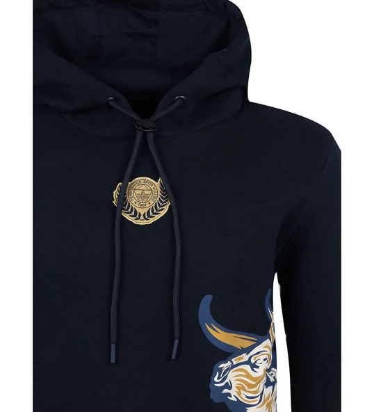 Fenerbahçe Orijinal Lisanslı Kapüşonlu Kolej Sweat Kadıköy Boğası Baskılı Erkek Sweat - 9