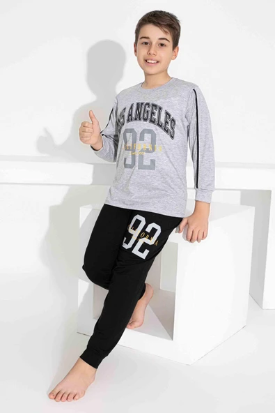 Erkek Çocuk Desenli Uzun Kollu Pijama Takımı - 2
