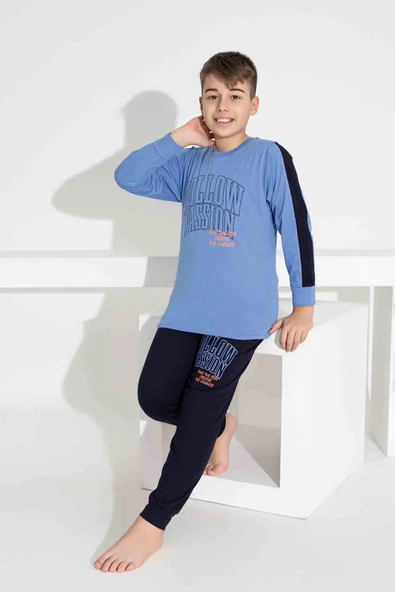 Erkek Çocuk Desenli Uzun Kollu Pijama Takımı - Resim 2