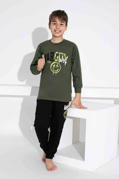 Erkek Çocuk Desenli Uzun Kollu Pijama Takımı ürün görseli 1
