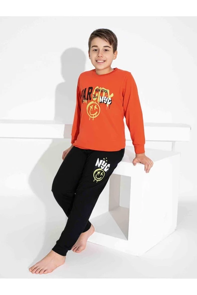 Erkek Çocuk Desenli Uzun Kollu Pijama Takımı - 2