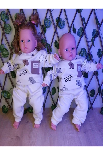 Unısex Ayıcıkk Desenli Şardonlu 2'Li Takım - Resim 2