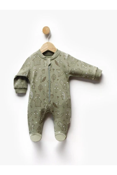Kıpırık Baby Bebek Tulumu Kapşonlu Fermuarlı