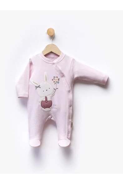 Kız Bebek Tavşan Nakışlı  Tulum Salopet
