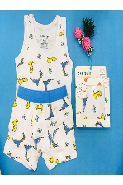 % 95 Pamuklu Erkek Çocuk Atlet Boxer İç Çamaşır Takımı