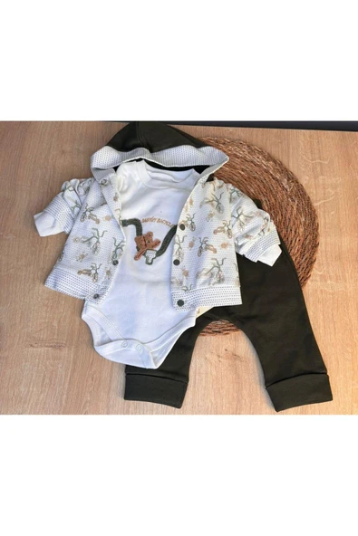 3'Lü Bebek Çocuk 2 İplik Bisiklet Ve Ayıcık Desenli Takim ürün görseli 1