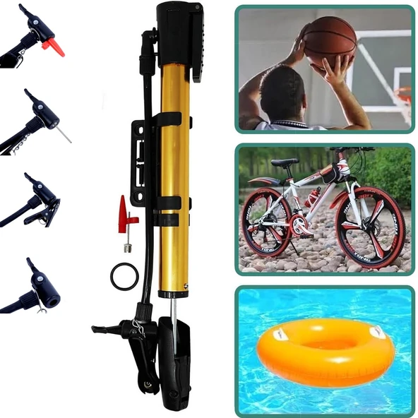 Bisiklet Popması Top Havuz Pompası Sporcu Çok Fonksiyonlu Aliminyum El Pompası Bisiklete Montaj Apar - 2