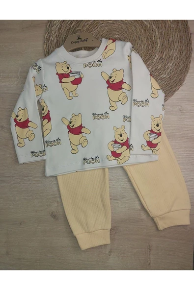 2'Li Bebek Çocuk 2 İplik Ayıcık Basklı Takım ürün görseli 1