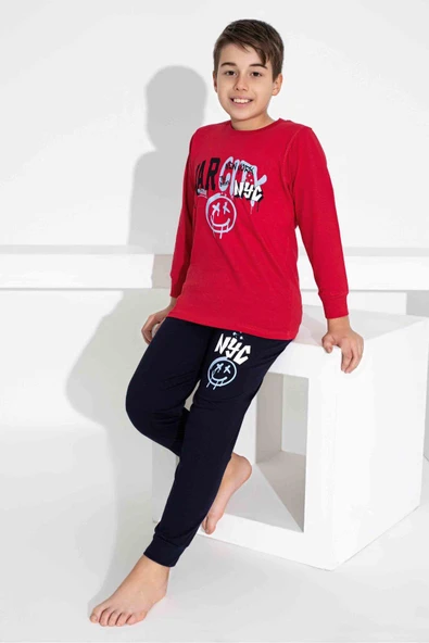 Erkek Çocuk Desenli Uzun Kollu Pijama Takımı - Resim 2