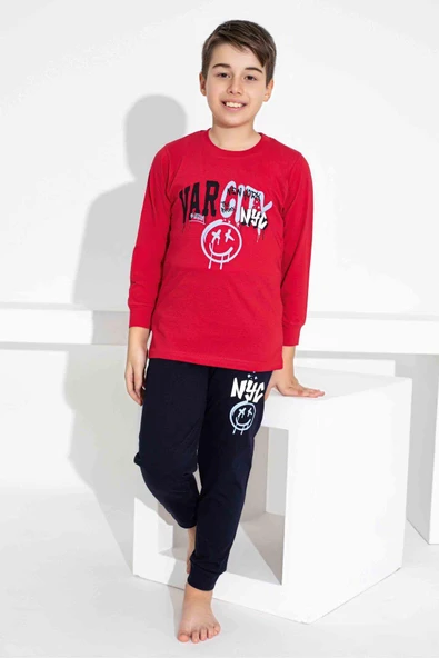 Erkek Çocuk Desenli Uzun Kollu Pijama Takımı ürün görseli 1