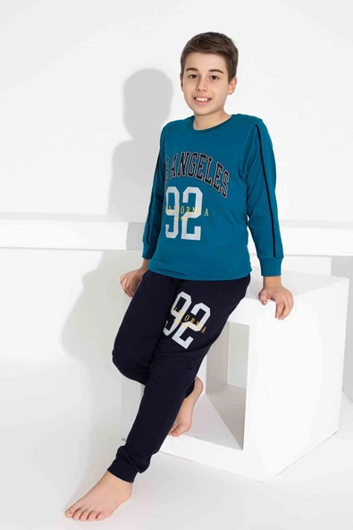 Erkek Çocuk Desenli Uzun Kollu Pijama Takımı - 2