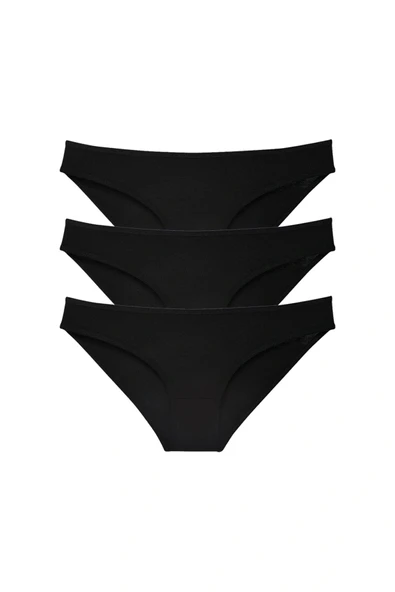 3 adet Süper Eko Set Likralı Kadın Slip Külot Siyah