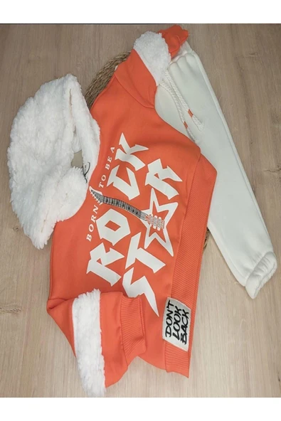 2'Li Erkek Bebek Çocuk Şardonlu Kapüşonlu Takım ürün görseli 1