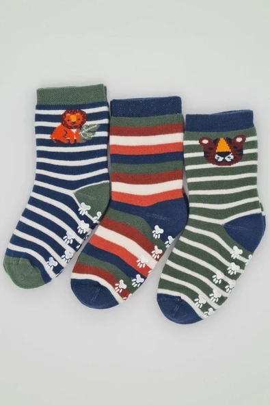 3 Çift Havlu Pamuklu Kaydırmaz Taban  Kışlık Erkek Çocuk Ve Bebek Soket Çorap ürün görseli 1