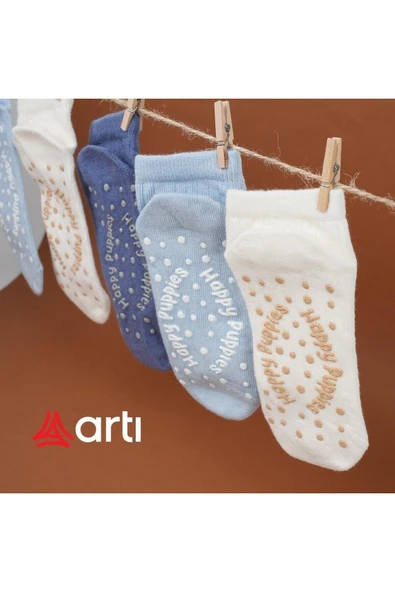 3 Adet Erkek Çocuk Köpüş Desenli Patik Çorap - 3