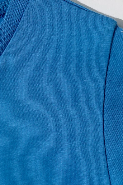 Erkek Çocuk Sax Mavi Basic Tişörtlü Animal Desenli Şortlu Takım - Resim 4