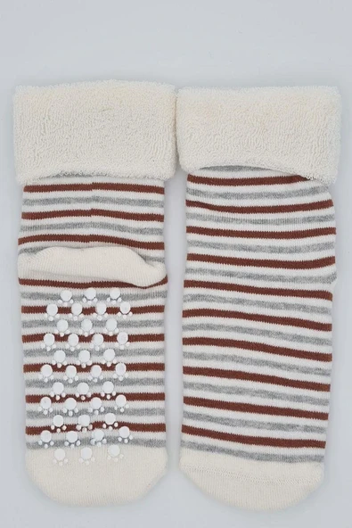 3 Çift Havlu Pamuklu Kaydırmaz Taban  Kışlık Erkek Çocuk Ve Bebek Soket Çorap - Resim 3