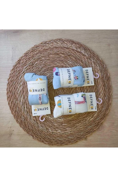 3 Adet Pamuklu Filamingo Desenli Çocuk Ve Bebek Külotlu Çorap ürün görseli 1