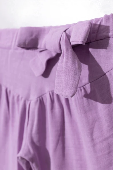 2'li Kız Bebek Takım Tisört Balon Detaylı Müslin Pantolon - 2