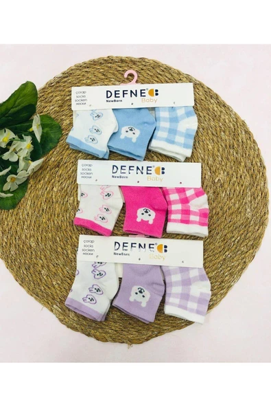 9 Çift Pamuklu New Born Yenidoğan Kız Bebek Çorap