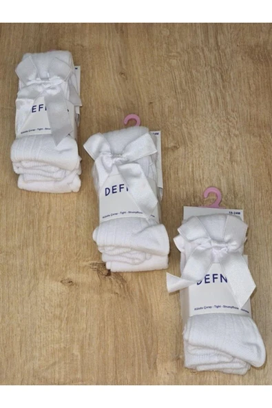 3 Adet Pamuklu Kız Dantel Aksesuarlı Çocuk Ve Bebek Külotlu Çorap ürün görseli 1