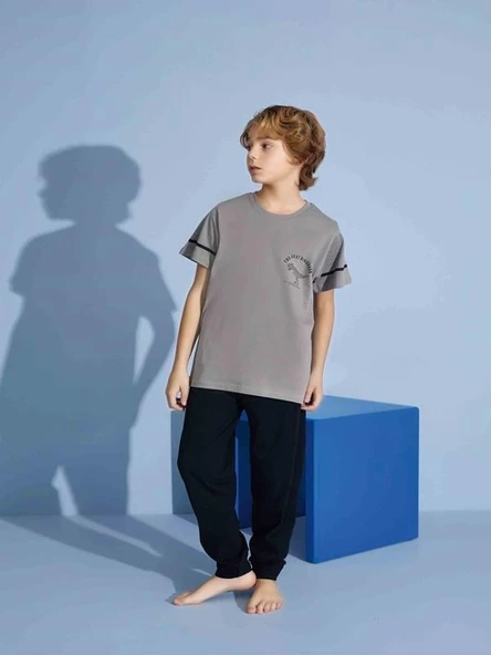 Erkek Çocuk Dinazor Desenli  Pijama Takımı - 3