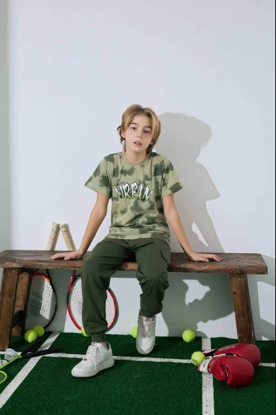 Erkek Çocuk  Yeşil Batik Desenli Pijama Takımı - 2