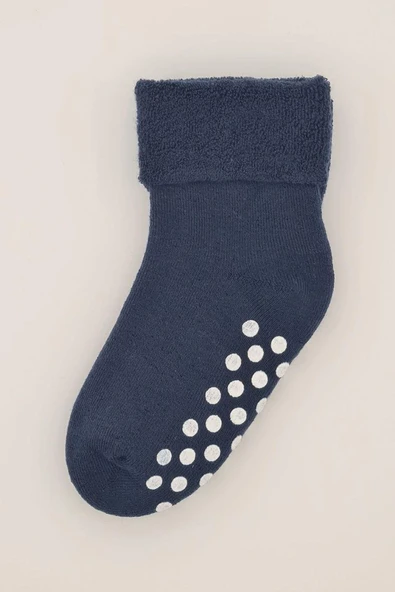 3-4 Yaş 3 Çift Havlu Pamuklu Kaydırmaz Taban Kışlık Erkek Çocuk Ve Bebek Soket Çorap - Resim 3