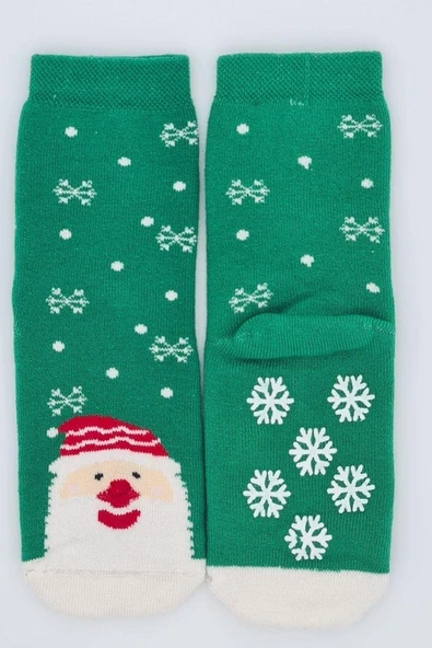 3 Çift Kaydırmaz Tabanlı Havlu Pamuklu Kışlık Yeniyıl Temalı Çocuk Ve Bebek Soket Çorap - Resim 3
