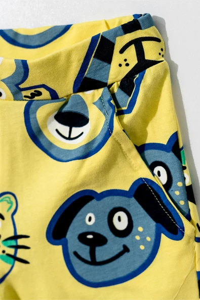 Erkek Çocuk Sax Mavi Basic Tişörtlü Animal Desenli Şortlu Takım - Resim 2