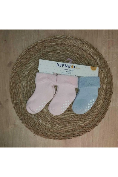 3 Çift Havlu Pamuklu Kaydırmaz Taban  Kışlık Kız Çocuk Ve Bebek Soket Çorap
