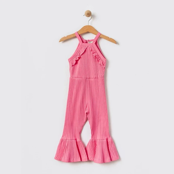 Kız Çocuk Pembe Desenli Tulum