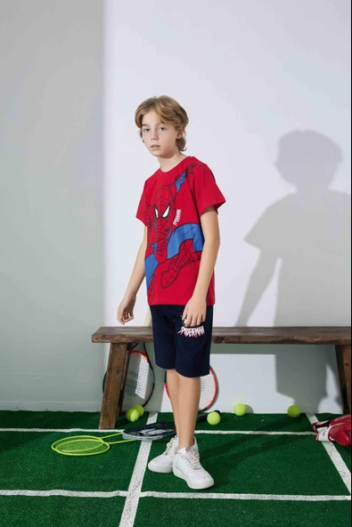 Erkek Çocuk Örümcek Adam Desenli Şortlu Pijama Takımı - Resim 2